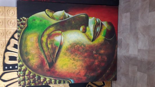Gemälde Buddhakopf Acryl auf Leinwand