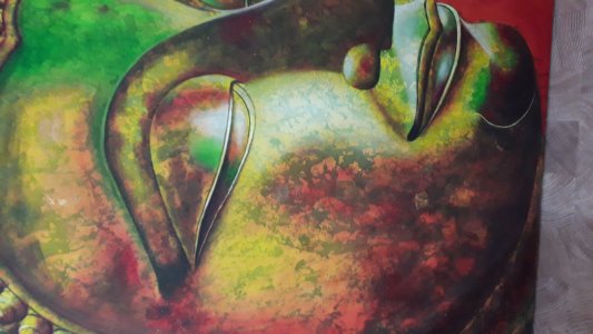 Gemälde Buddhakopf Acryl auf Leinwand