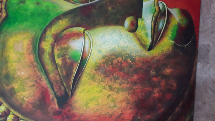 Gemälde Buddhakopf Acryl auf Leinwand