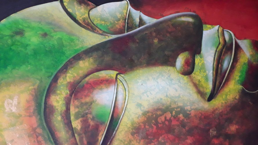 Gemälde Buddhakopf Acryl auf Leinwand
