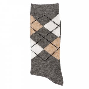 4 Paar flauschige Alpaka-Socken im Karo Design gemischte Farben
