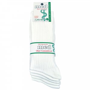 5 Paar Arzt- Schwesternsocken ohne Gummidruck 100?umwolle Farbe: weiss