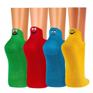 3 Paar bunte Sneaker-Socken mit Smiley