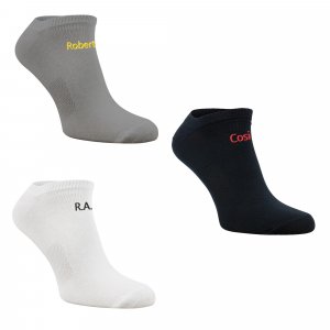 3 Paar Bestickte Socken mit deinem Namen oder Initialen personalisiert bestickt (Business-Socken, Sneaker-Socken, Sport-Socken) 3