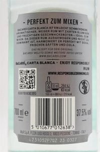 Bacardi Carta Blanca – Der Klassiker unter den weißen Rums (0,7L, 37,5% Vol.) 3