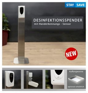 Inox Design Desinfektionsspender mit Handerkennungs-Sensor aus Edelstahl