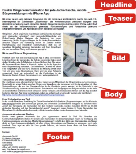 Texte, News, schreiben - gestalten
