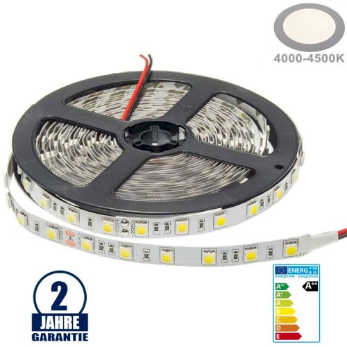 60SMD/m 14,4W/m 24V LED Streifen 5050 Neutralweiß 5m