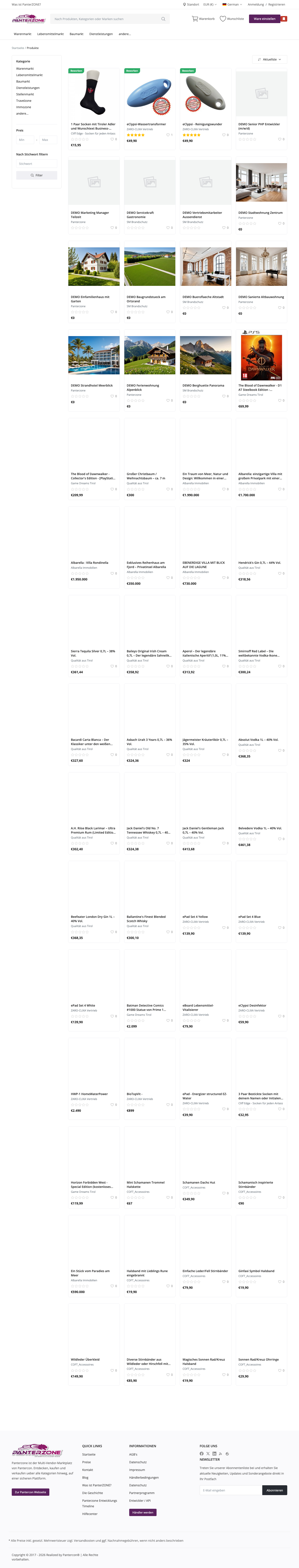 Produktliste mit Suchergebnissen